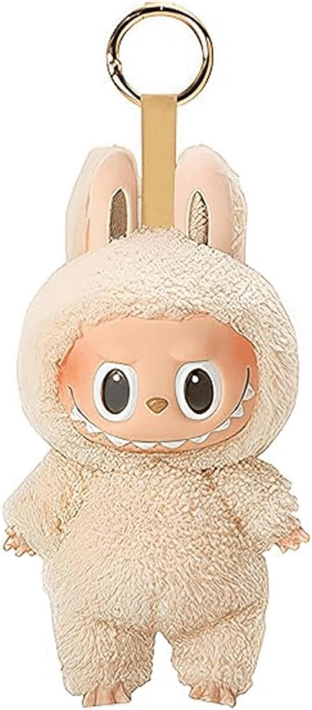 Cute Labubu-Inspired Plush Keychain – Off White